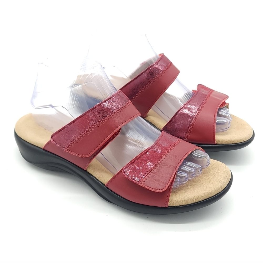 SAS Womens Nudu Adjustable Slide Ruby Cabernet Casual Sandal Size 8 WW